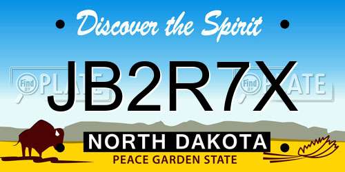 JB2R7X North Dakota License Plate