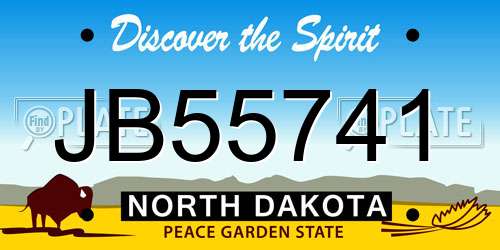 JB55741 North Dakota License Plate