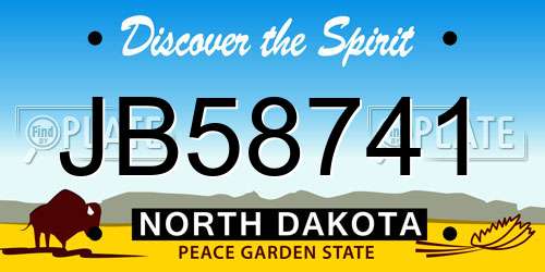 JB58741 North Dakota License Plate