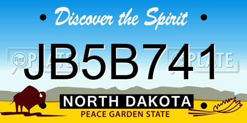JB5B741 North Dakota License Plate