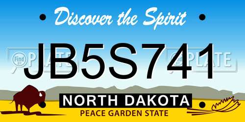 JB5S741 North Dakota License Plate