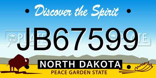 JB67599 North Dakota License Plate