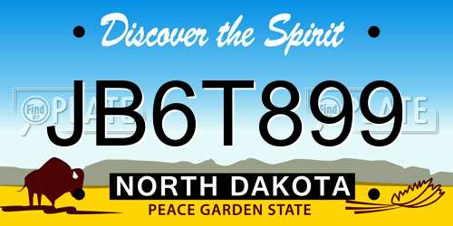 JB6T899 North Dakota License Plate