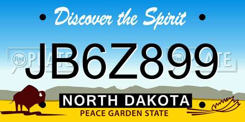 JB6Z899 North Dakota License Plate