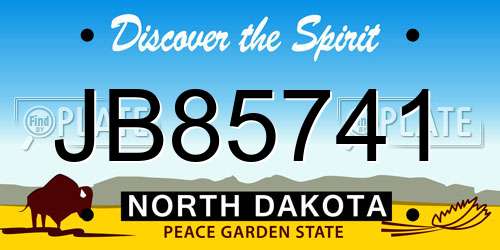 JB85741 North Dakota License Plate