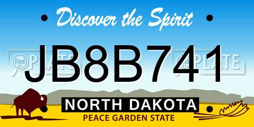 JB8B741 North Dakota License Plate