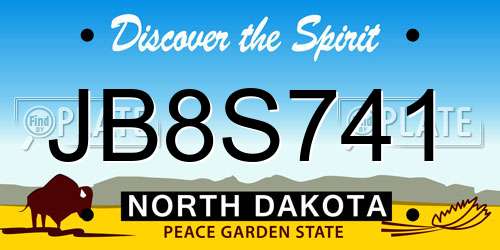 JB8S741 North Dakota License Plate