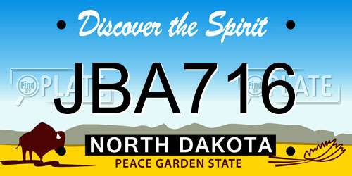 JBA716 North Dakota License Plate
