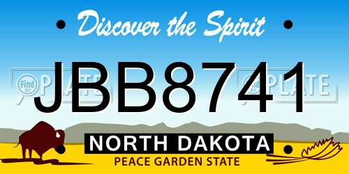 JBB8741 North Dakota License Plate