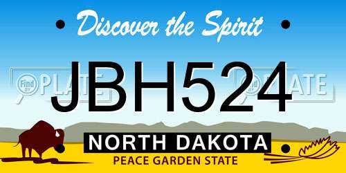 JBH524 North Dakota License Plate