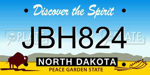 JBH824 North Dakota License Plate