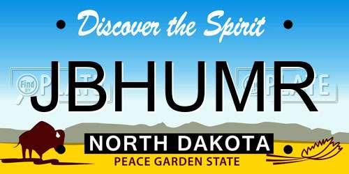 JBHUMR North Dakota License Plate