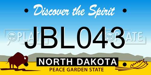 JBL043 North Dakota License Plate
