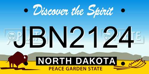 JBN2124 North Dakota License Plate