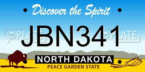 JBN341 North Dakota License Plate