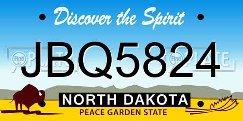 JBQ5824 North Dakota License Plate
