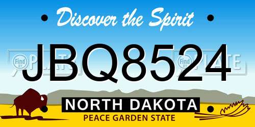 JBQ8524 North Dakota License Plate
