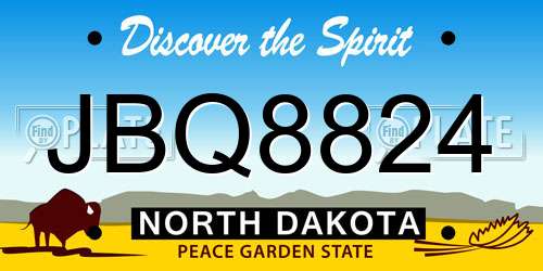 JBQ8824 North Dakota License Plate