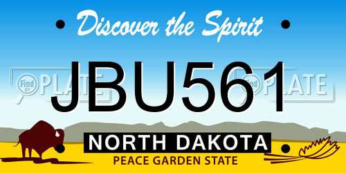 JBU561 North Dakota License Plate