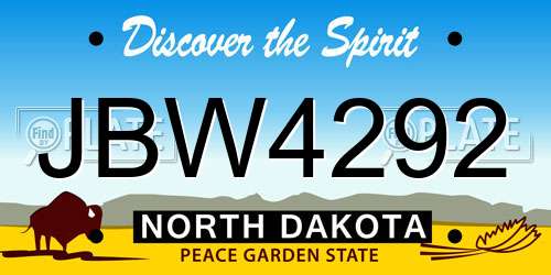 JBW4292 North Dakota License Plate