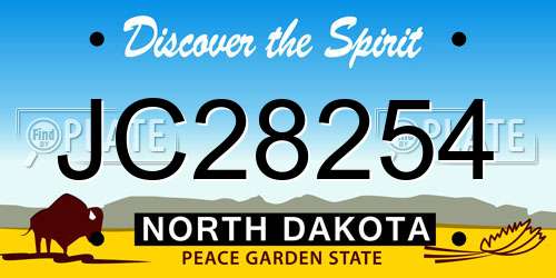 JC28254 North Dakota License Plate