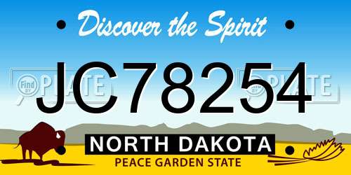 JC78254 North Dakota License Plate