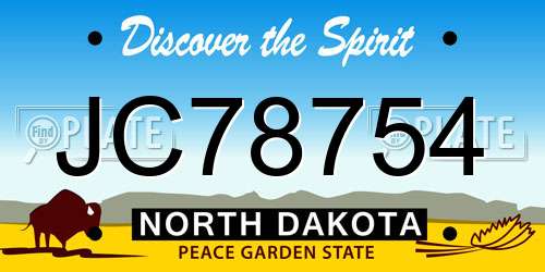 JC78754 North Dakota License Plate