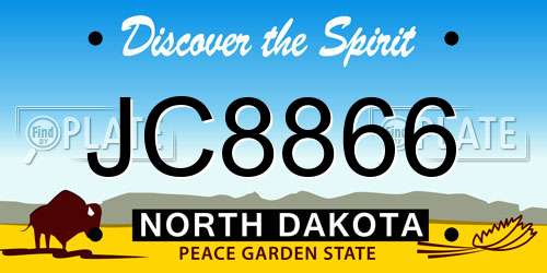 JC8866 North Dakota License Plate
