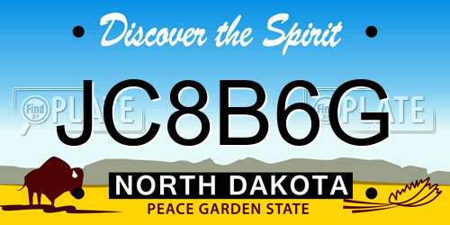 JC8B6G North Dakota License Plate