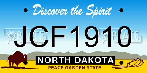 JCF1910 North Dakota License Plate