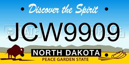 JCW9909 North Dakota License Plate