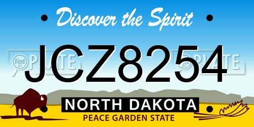 JCZ8254 North Dakota License Plate