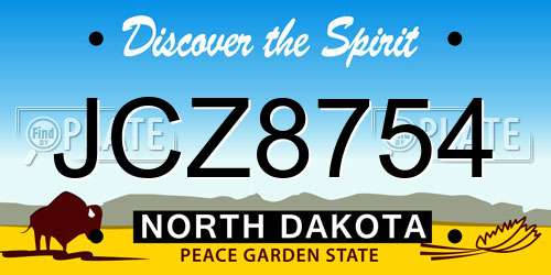 JCZ8754 North Dakota License Plate