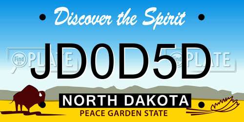 JD0D5D North Dakota License Plate