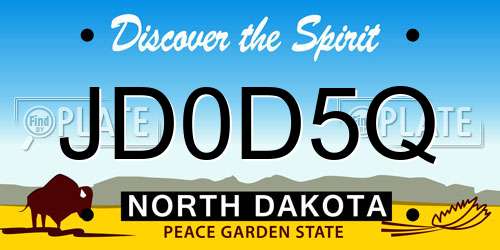 JD0D5Q North Dakota License Plate
