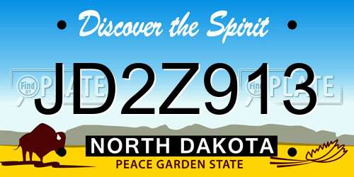 JD2Z913 North Dakota License Plate