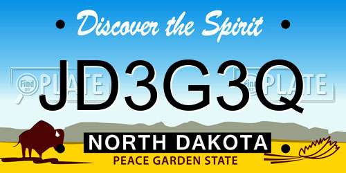 JD3G3Q North Dakota License Plate