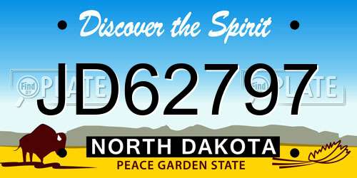 JD62797 North Dakota License Plate