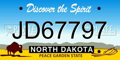 JD67797 North Dakota License Plate