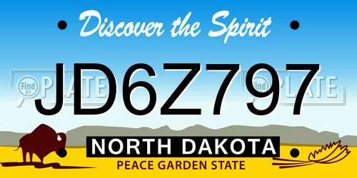 JD6Z797 North Dakota License Plate