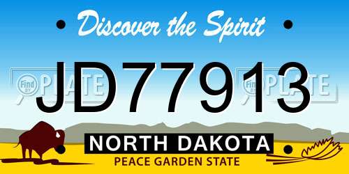 JD77913 North Dakota License Plate