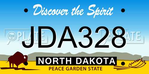 JDA328 North Dakota License Plate
