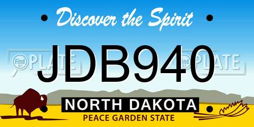 JDB940 North Dakota License Plate