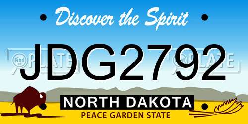 JDG2792 North Dakota License Plate