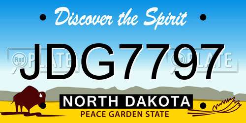 JDG7797 North Dakota License Plate