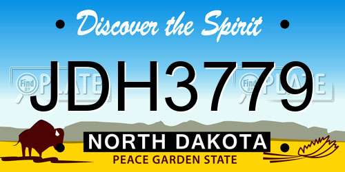 JDH3779 North Dakota License Plate