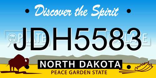 JDH5583 North Dakota License Plate