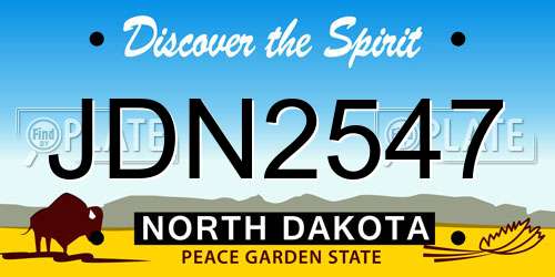 JDN2547 North Dakota License Plate
