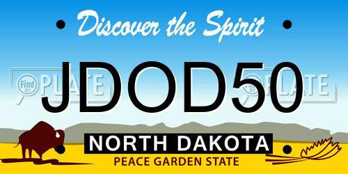 JDOD50 North Dakota License Plate