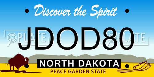 JDOD80 North Dakota License Plate